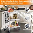 thumbnail image 4 of Portable Folding Service Cart, 3-Tier Stainless Steel Collapsible Utility Carts 400 lbs Load Capacity, Heavy Duty Service Cart w/ 360°Swivel Wheels for Home Office Warehouse, 4 of 7