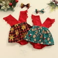 thumbnail image 2 of My First Christmas Baby Girl Outfits Lace Romper Dress Sleeveless V Neck Tutu Bodysuit + Headband Set Newborn Xmas Holiday Clothes, 2 of 8