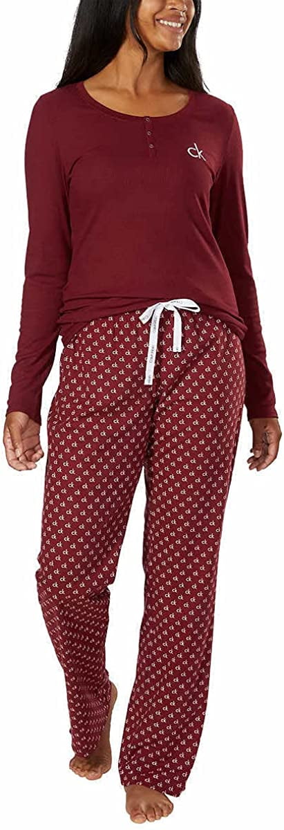 Calvin Klein Womens Long Sleeve Fleece Pajama Set 