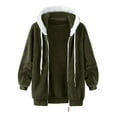 thumbnail image 3 of Aayomet Warm Winter Coats For Women Women's Winter Thicken Fleece Jacket Fur Hooded Military Parka Coat,Army Green L, 3 of 5