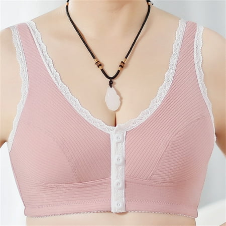 

PEASKJP Womens Sports Bras Sleek Push Up Full-Freedom Comfort Front Closure Bra for Women Wireless Plus Size Lingerie for Women Pink 38