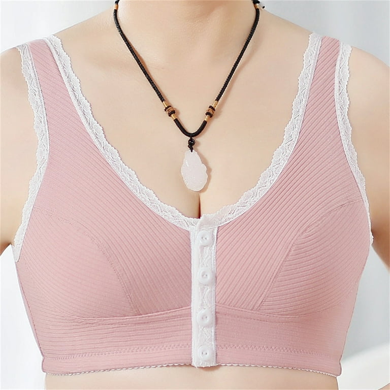 EHQJNJ Black Bralette for under Sheer Shirt with Support Womens Underwear  Front Buckle Embroidered Underwear Gathered Thin Cotton Cup Bra Without