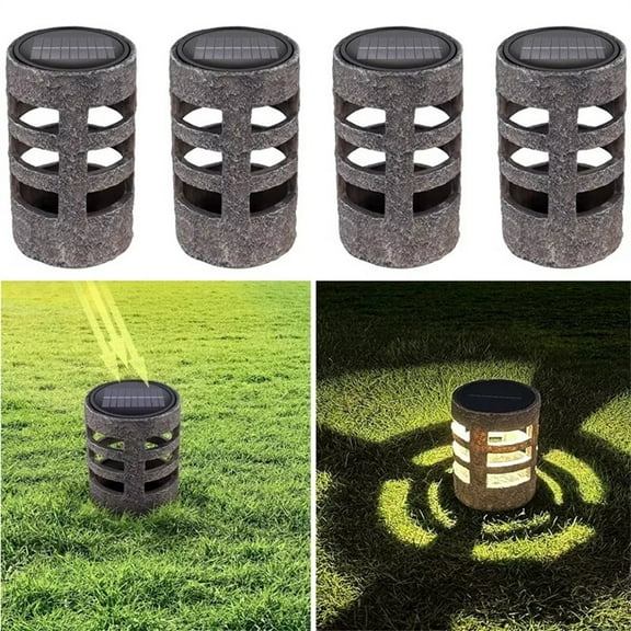 4 Pack Ground Pillar Solar Power Lights Led Waterproof Outdoor Garden Yard Lawn