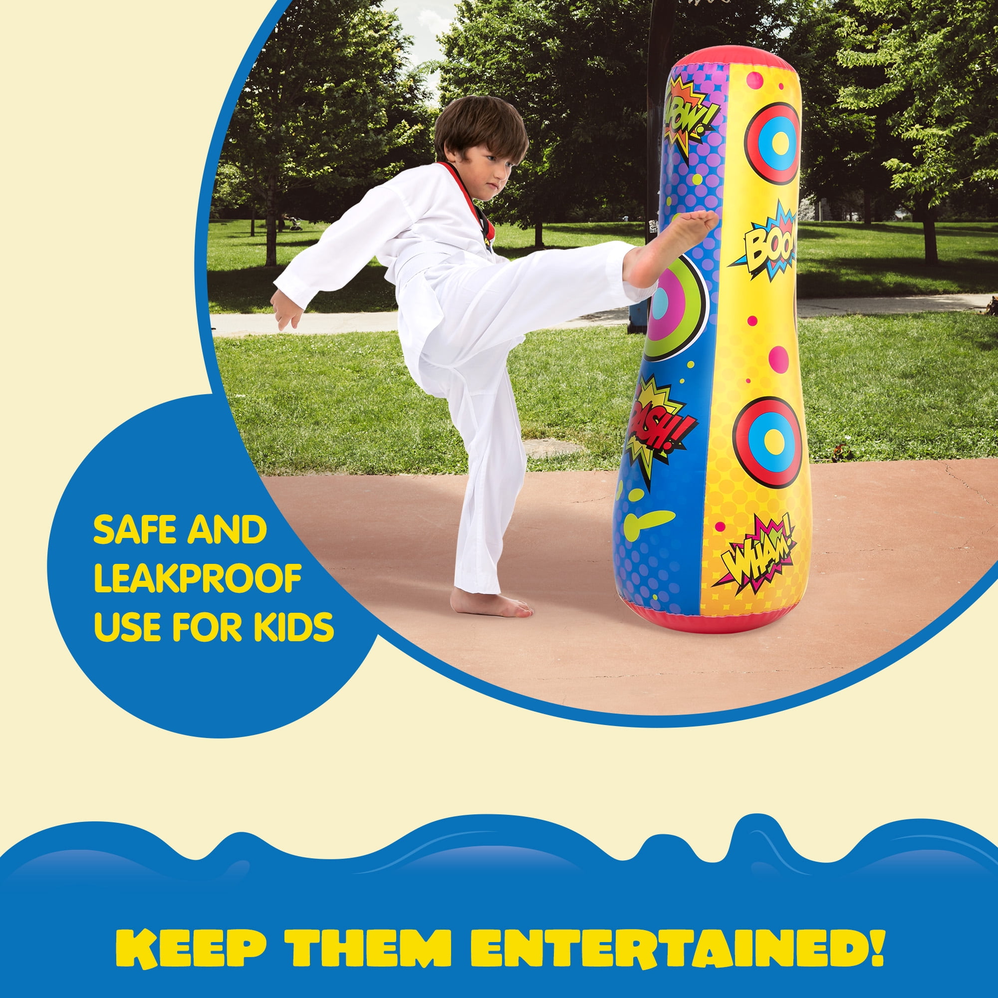 Joyfy 2 Pack Punching Bag for Kids,47 Inches Double-sided Inflatable Bop Bag With Bounce-back Action for Toddler