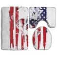 thumbnail image 1 of ABPHQTO Cráneo de bandera americana Juego de alfombras de baño de 3 piezas Alfombra de baño Alfombra de contorno y tapa de inodoro ABPHQTO Cont-CHAPPLE-33332, 1 of 2