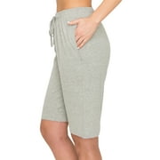 EttelLut Comfy Elastic Lounge Bermuda Shorts for Women-Drawstring Beach Jersey Hgray S