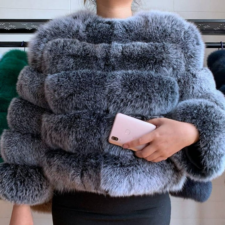 PIKADINGNIS Faux Fox Fur Coat Women New Winter Fashion Thick Warm Fur Coats Outerwear Luxury Long Sleeve Plush Jacket Female