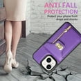 thumbnail image 3 of Allytech Crossbag Case for Apple iPhone 14 6.1" - PU Leather TPU Back Cover Multiple Cards Slots Zipper Pocket Wallet Shockproof Bumper Protective Phone Case for iPhone 14 - Purple, 3 of 7