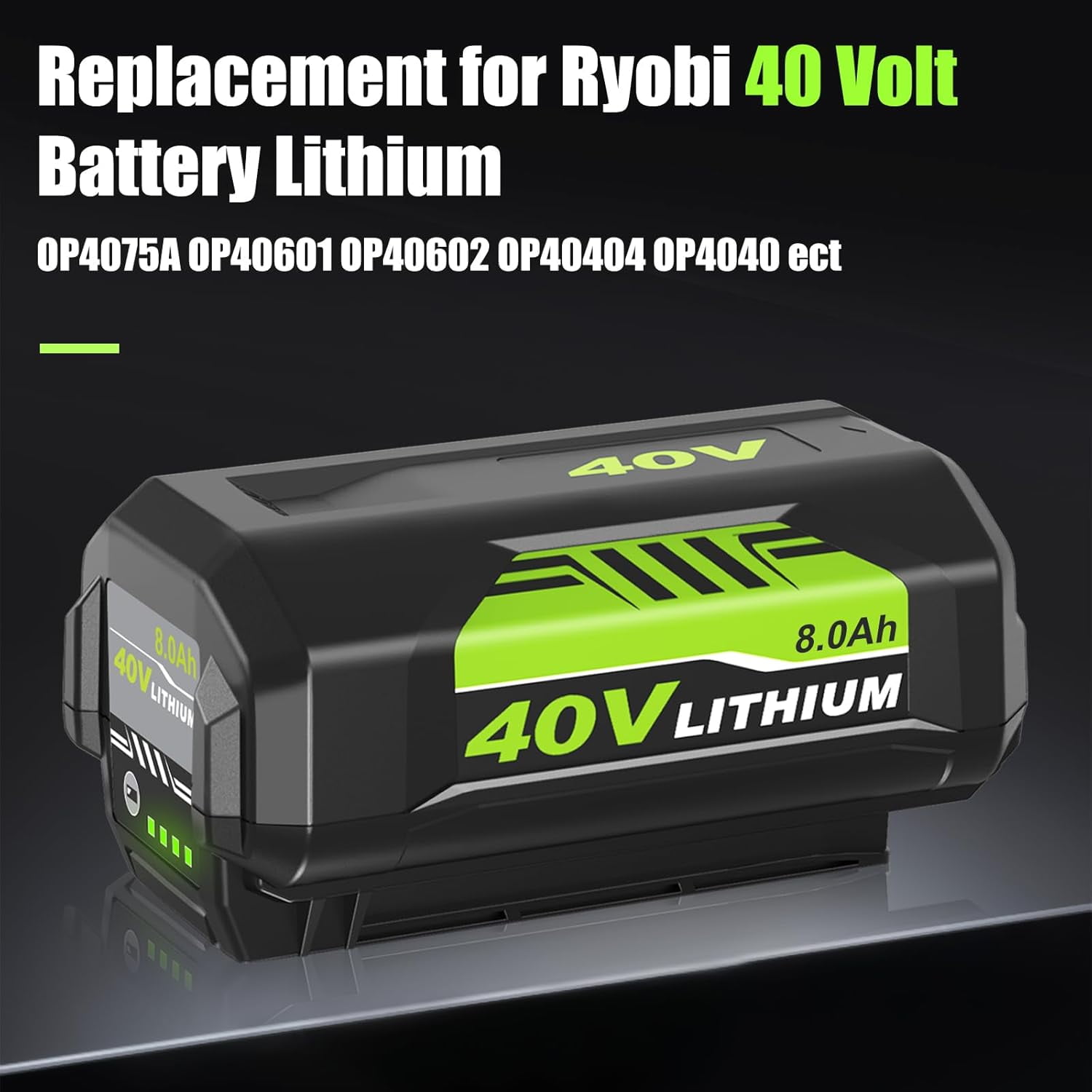 Upgraded 1 Pack 8000mAh Lithium-ion Battery Replacement for Ryobi 40V Battery OP4075A OP40601 OP40602 OP4060A OP4040 OP40401 OP40501 OP4050A (1pack 8.0ah)