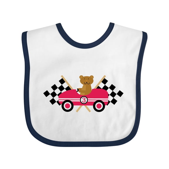 Inktastic Race Car Racing Bear Animal Boys or Girls Baby Bib