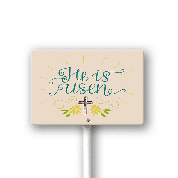 Eveokoki Easter He is Risen Yard Signs with Metal Stakes Outdoor Decorations Religious Jesus Cross Waterproof Lawn Sign Christian Holiday Party Decor Supplies for Christian Holiday Garden Lawn Decor