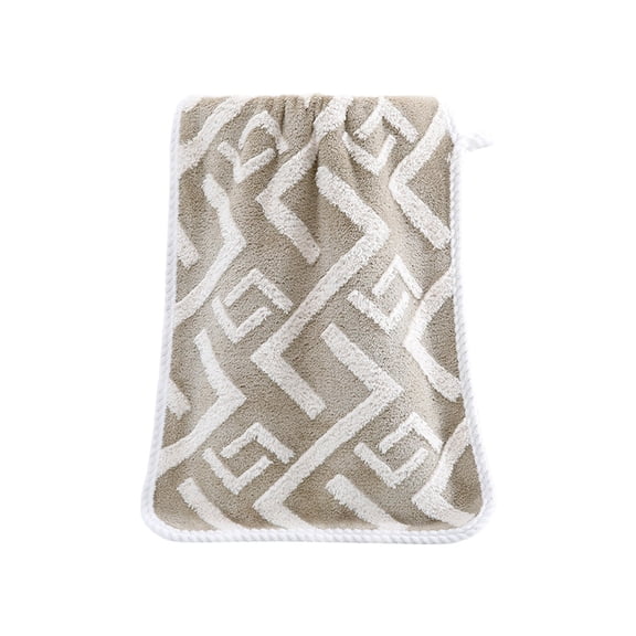 Cinvoph Velvet Hand Towels for Bath, Face, Super Soft Absorbent Decorative Striped Bathroom Towel Machine Washable 14"x29" B#Khaki