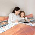 thumbnail image 4 of spefrowx Oil Painting Sunset Sailboat Full Size Comforter Sets for Women Girls, Gradient Foamy Shore Tide Bedding Comforter Set, Stars Reversible, 3-Piece, 1 Comforter and 2 Pillowcases, 4 of 6