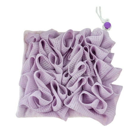 1Pc Washcloth Loofah Combo 2 In 1 Bath Loofah Sponge with Drawstring Exfoliation Mesh Shower Puff Ball for Body Wash Cleansing and Smooth Skin 6.7 X 6.7 Inch(Purple) Happy Day!