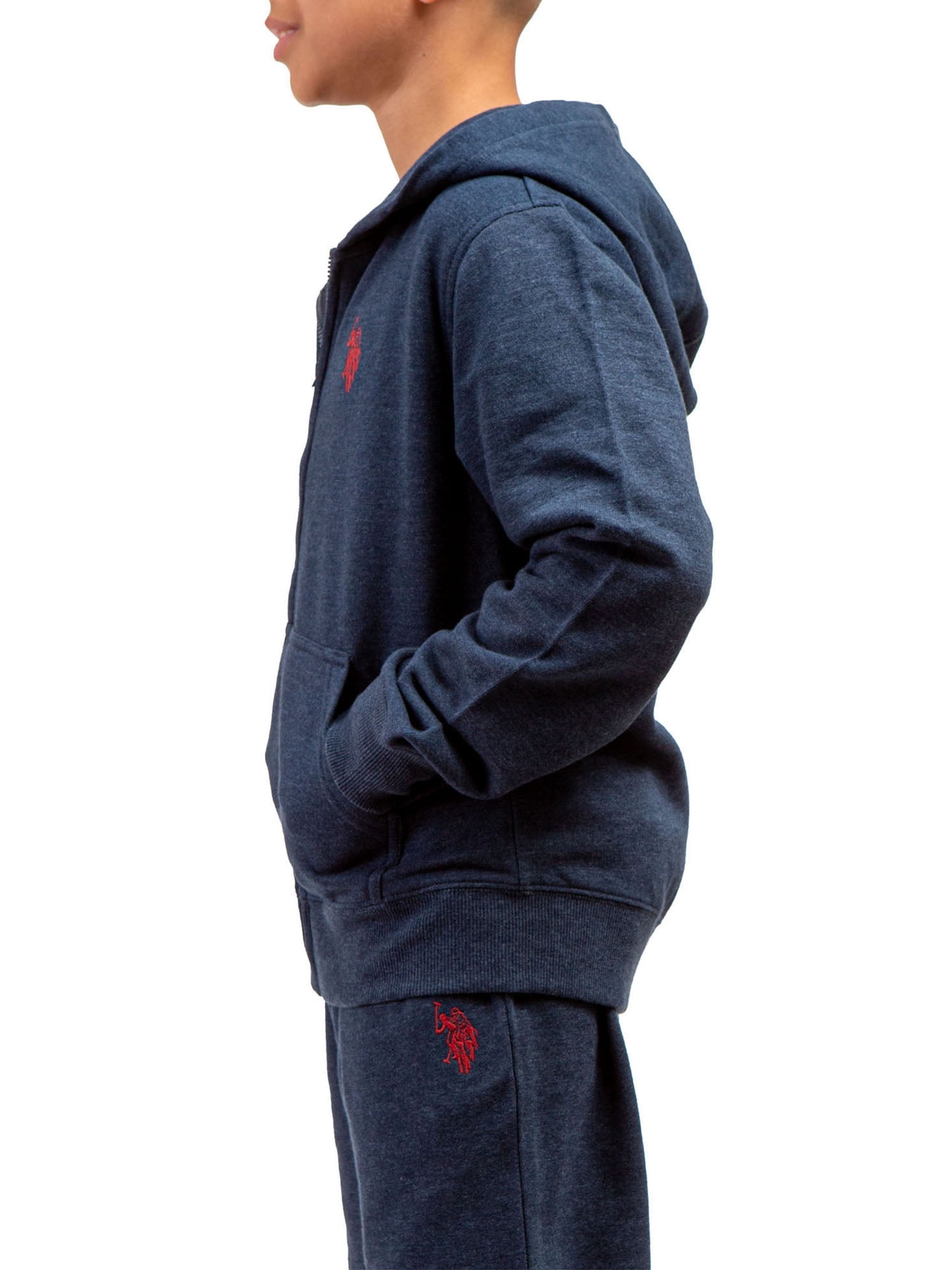 U.S. Polo Assn. Boys Fleece Zip-up Hoodie and Jogger, Sizes 4-18