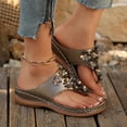 thumbnail image 4 of Rokment Women's Flower Orthopedic Flip Flops with Massage Sole Comfortable Arch Support Platform Wedge Walking Thong Sandals Boho Beach Casual Leather Dress Slip on Slides for Vacation Grey Size 9.5, 4 of 7