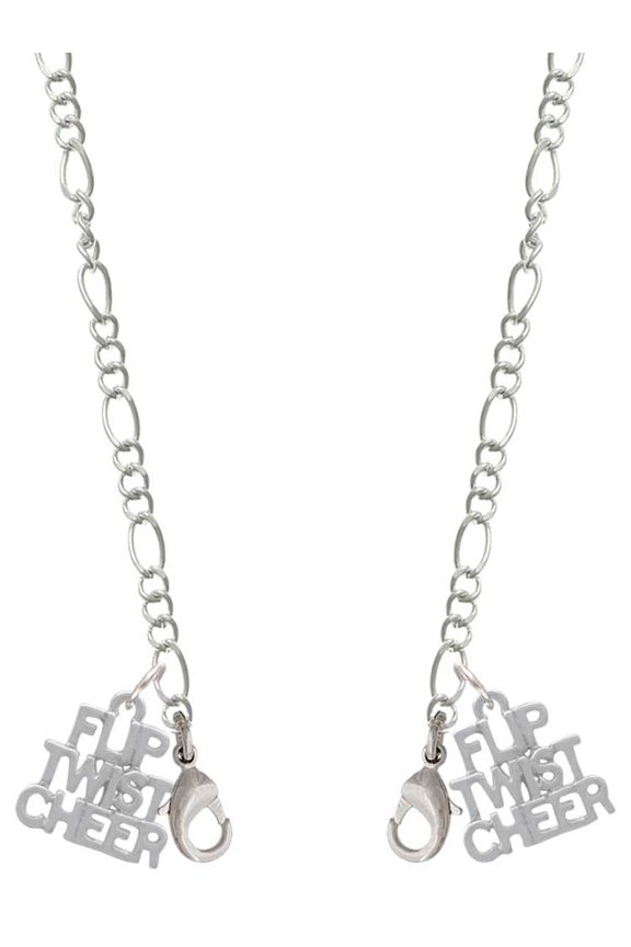 Silvertone Flip Twist Cheer Silvertone Face Mask Necklace