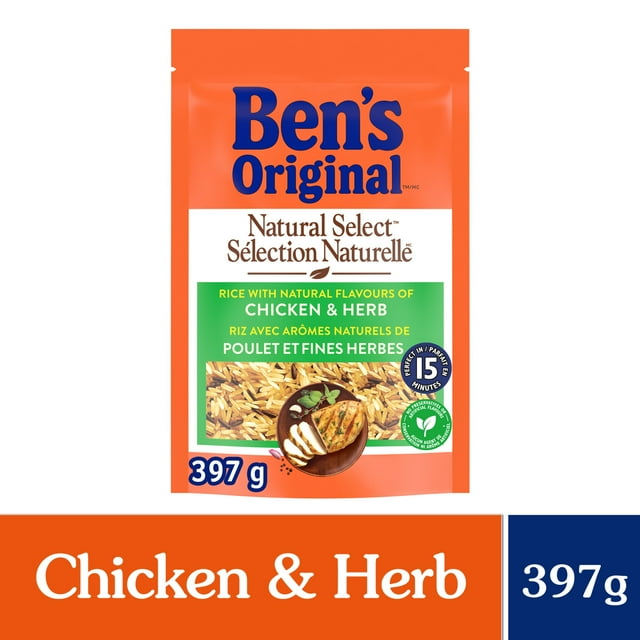 BEN'S ORIGINAL NATURAL SELECT Chicken & Herb Flavour Rice, 397g pouch