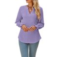 thumbnail image 2 of Aunavey Women's Long Sleeve Hollow Ruffle Sleeve T Shirt Eyelet Dressy Casual V Neck Tunic Tops Blouse, 2 of 7