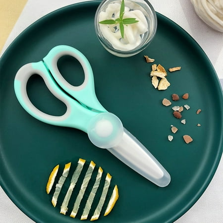 

2PCS Ceramics Scissor Shear Drop-resistance Infant Safety Children Food Feeding Accessories Scissors Tableware Household Tool Green