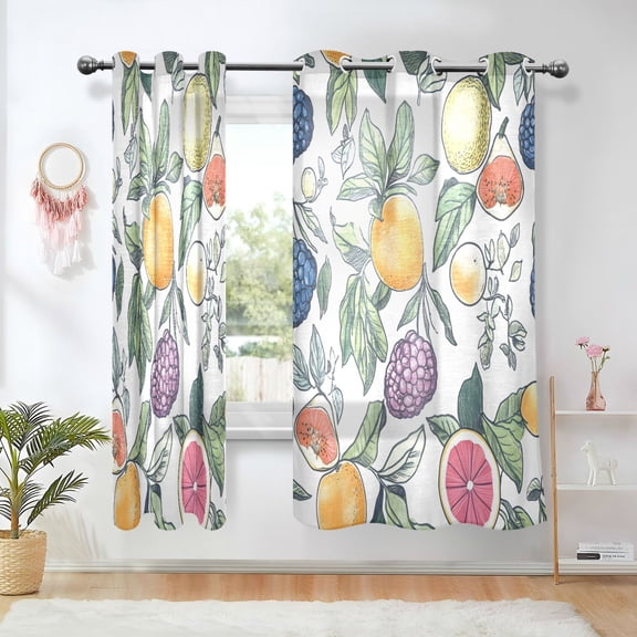 Yayeee Window Curtains Set of 2 for Living Room Light Filtering 63"x52", Grapefruit Grape Fruit Pattern
