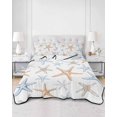 thumbnail image 3 of Orange Blue Starfish Full Size Down Alternative Comforter, Lightweight Comforter Quilt Bedding Set with Pillow Shams Summer Beach Coastal Ocean All Seasons Bed Comforter Duvet Insert 78"x90", 3 of 7