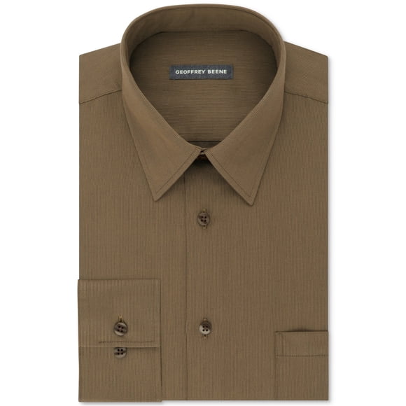 Geoffrey Beene Mens Bedford Button Down Dress Shirt, Brown, Big & Tall, 14.5" Neck 32-33" Sleeve