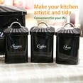 thumbnail image 3 of Hot Sale X649 Black Metal Home Kitchen Gifts Bread Bin/Box/Container Biscuit Tea Coffee Sugar Tin Canister Set (Black), 3 of 3