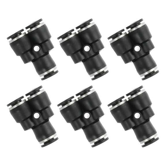 Uxcell 6 Pcs Y Shape Union Push to Connect Fitting, 3/16" OD Tube Reducer Connector Quick Push Lock Adapter Air Hose Fitting for Pneumatic System Pipeline Connection, Black