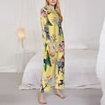thumbnail image 4 of Junzan Beautiful Bright Birds And Flowers Print Womens Pajama Sets,Long Sleeve Button Down For Women Pjs 2 Piece, 4 of 9
