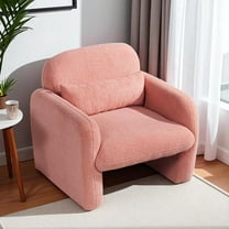 Hassch Comfy Teddy Fleece Accent Chair with Pillow, Plush Single Sofa Armchair for Home Office & Living Space (Pink)