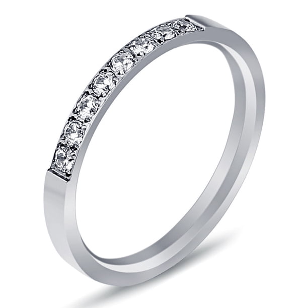 Anillo de acero de titanio con personalidad simple europea y americana para mujer, anillo de acero inoxidable con circonita de una sola fila de diamantes y oro de 18 quilates para mujer