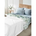 thumbnail image 4 of Green White Eucalyptus, King Size Flat Sheet, Wrinkleproof & Fadeproof Cooling Flat Bed Sheet Only, Watercolor Leaves Simple White Breathable Soft Bedding Top Sheets 105 x 98 Inches, 4 of 8