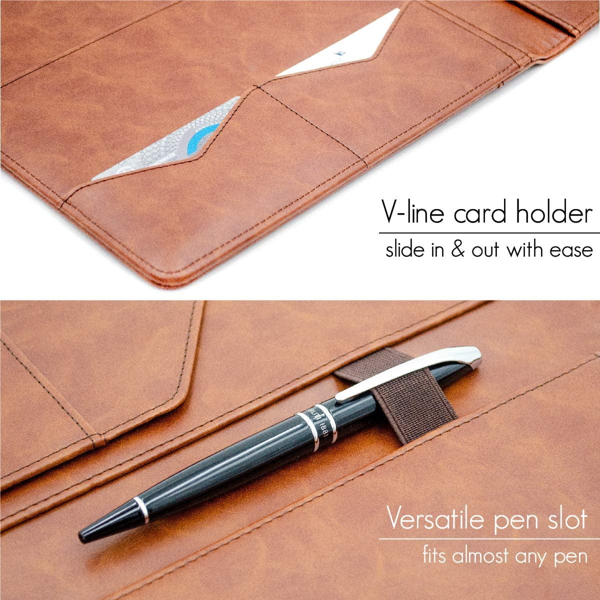 STYLIO Padfolio Portfolio Organizer - Faux Leather Resume Folder With Notepad & Card Pockets