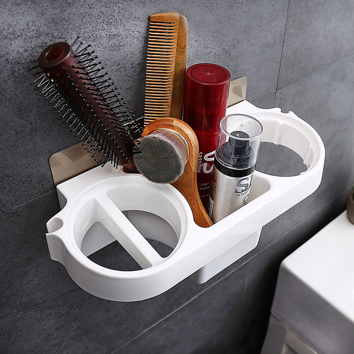 Hair Dryer Straightener Storage Organizer Rack Holder Hanger Wall Mounted