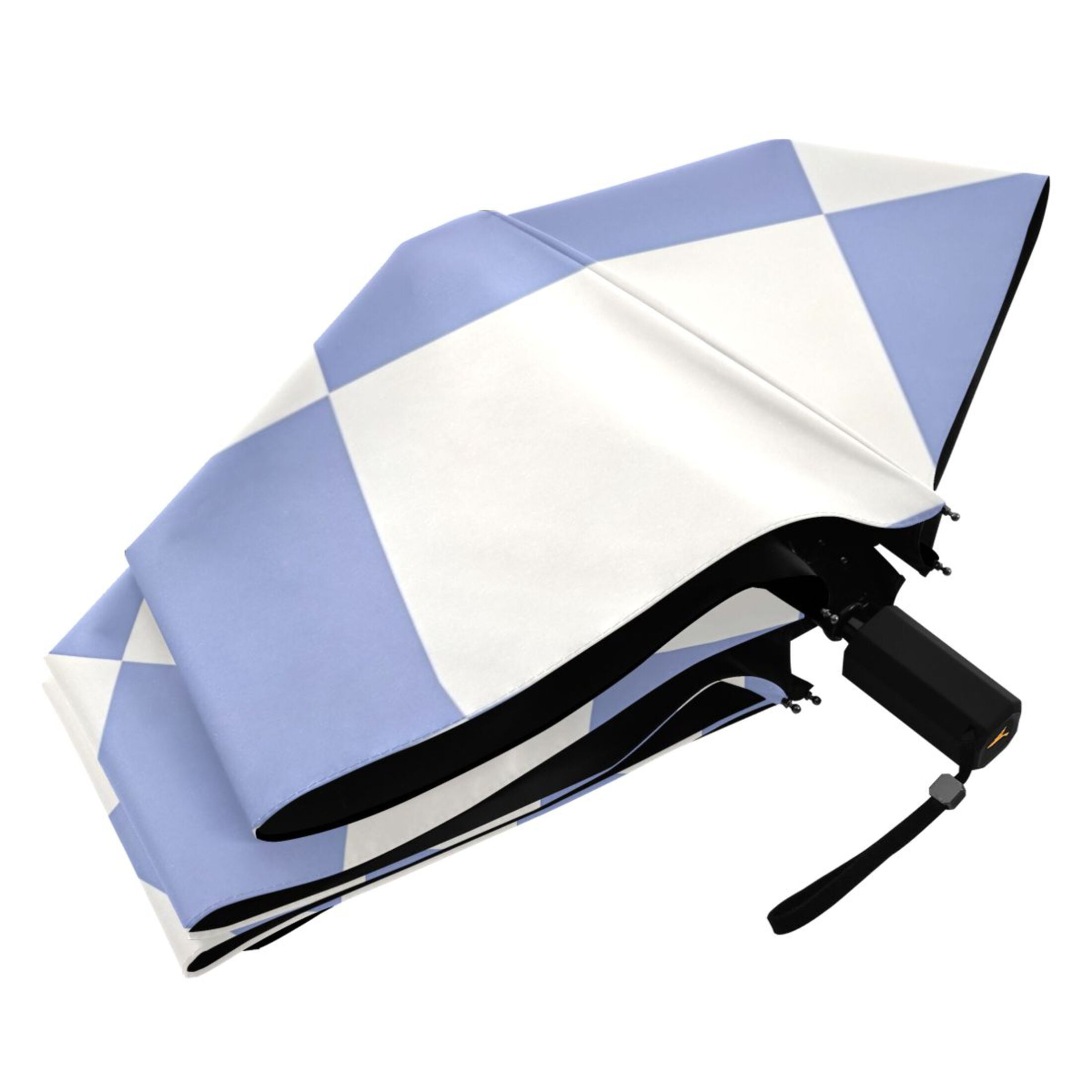 ALAZA Blue Checkered Grid Pattern UPF 50+ Compact Folding Umbrella for Rain Travel Umbrella Packable