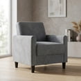 thumbnail image 2 of Home Design Goliad Velvet Armchair with Pocket Spring, Soft Cushions, Clean Lines Design, Gray, 2 of 8