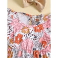 thumbnail image 5 of Coduop Newborn Baby Girls Short Sleeve Romper Set,Floral Bodysuit Jumpsuits,with Hairband, 5 of 9