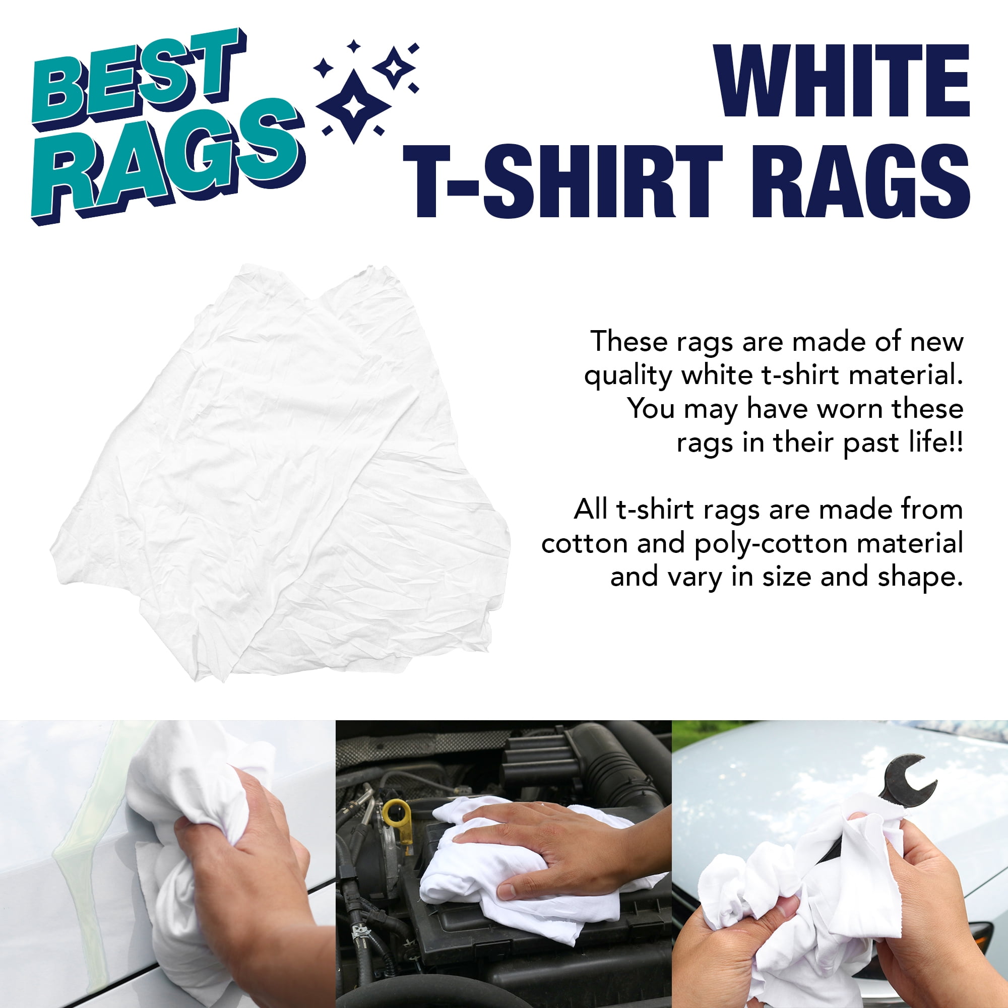 New Prewashed T-Shirt Rags - 99 Anti-Slip 10lb Bags
