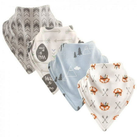 Luvable Friends Baby Boy Cotton Bandana Bibs 4pk, Wild Free, One Size