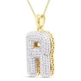 thumbnail image 2 of 1 1/4 Carat Lab Created Moissanite Diamond Initial "R" Pendant Necklace In 14k Yellow Gold Plated 925 Sterling Silver Jewelry For Women With 18" Chain , 1.25 Cttw), 2 of 4