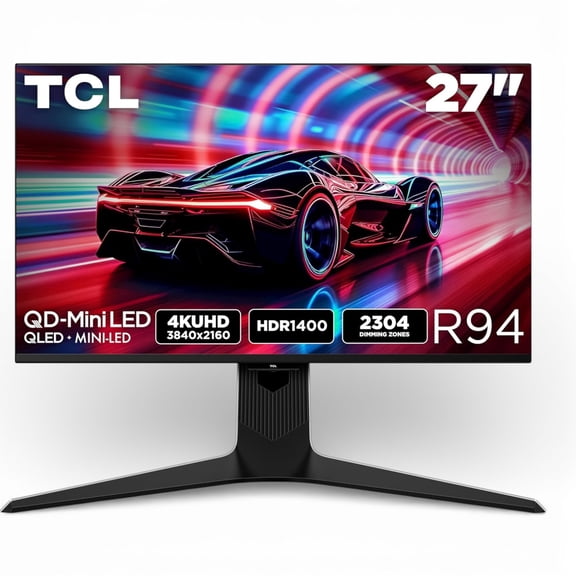 Restored TCL 27 R94 Series 4K UHD HDR QD-Mini LED Gaming Monitor, 165Hz Refresh Rate, LD2304 Precise Dimming Series, HDR1400 Brightness, 1ms, AMD FreeSync Premium (NEW, 2025) - 27R94 (Refurbished)