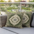 thumbnail image 5 of Pack of 2 Outdoor Pillow Covers 16x16 Inch Waterproof Green Boho Throw Pillow Covers,Decorative Couch Pillow Shams Protectors Chic Traditional Antique Geometric Rustic Patio Cushion Pillowcases, 5 of 8