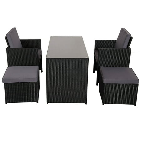 Sundale Outdoor 5 Piece Cube Rattan Garden Furniture Set Sundale Outdoor 5 Piece Cube Rattan Garden Furniture Set Wicker Dining With