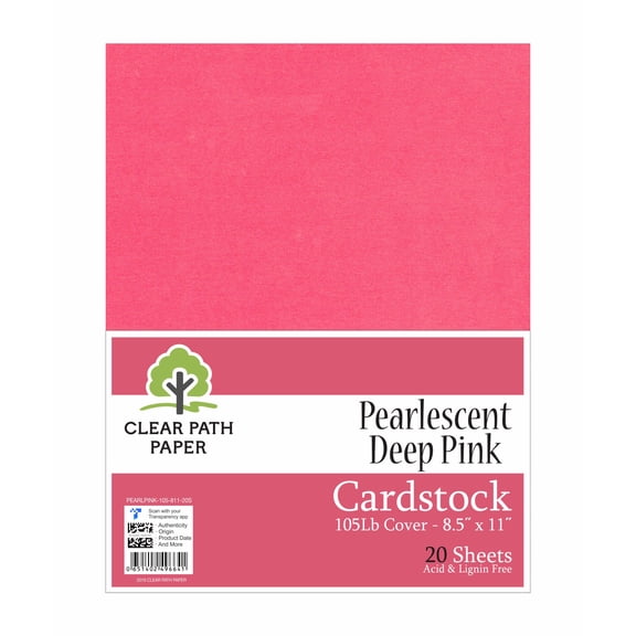 Pearlescent Deep Pink Cardstock - 8.5 x 11 inch - 105Lb Cover - 20 Sheets - Clear Path Paper
