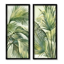 Stupell Industries Swaying Green Palms Botanical & Floral Painting Black Framed Art Print Wall Art, 10 x 24, Set of 2