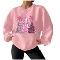 thumbnail image 5 of Ndbuld Women's Fashion Loose Casual Christmas Printed Round Neck Long Sleeve Hoodless Sweatshirt Long Sleeve Fall Tops Oversized,S, 5 of 5