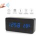 thumbnail image 1 of Reloj despertador digital LED electrónico de madera Visualización de hora/temperatura/fecha Reloj de escritorio 3 niveles de brillo Control de voz Carga USB o suministro de batería - Negro brillar Electrónica, 1 of 5