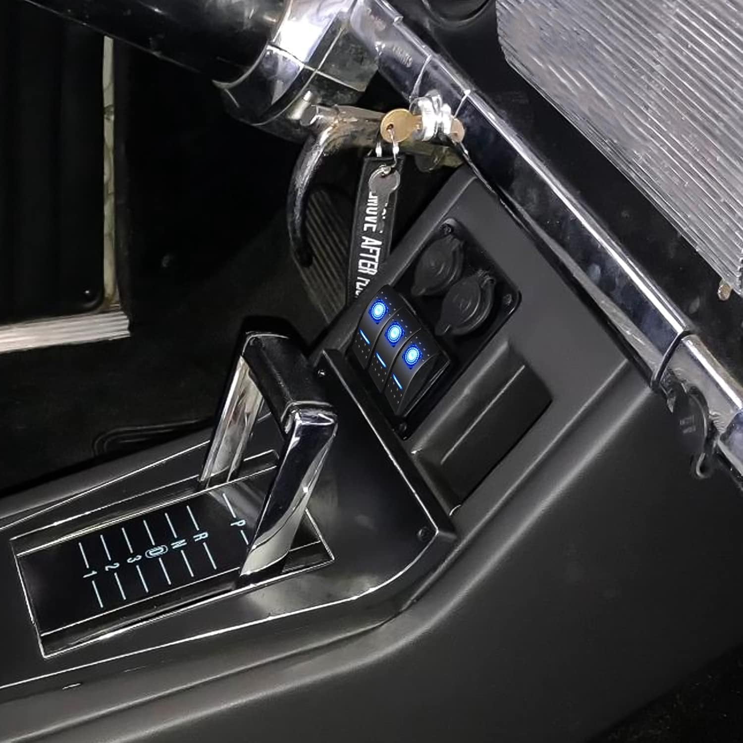 Waywe 3 Gang Rocker Switch Panel with USB Charger and Cigar Lighter 12V 24V Toggle Switch ON Off Rocker Switch Blue for Cars Rvs Trucks