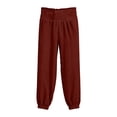 thumbnail image 5 of Women's Linen Barrel Harem Pants Wide Leg High Waisted with Pockets Beach Casual, 5 of 9